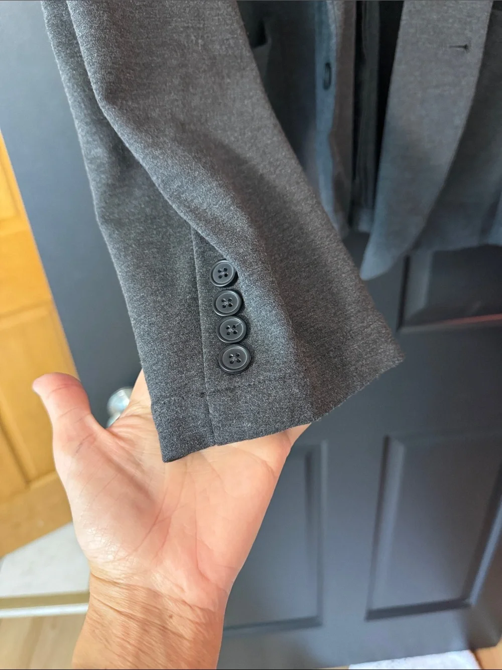 Men's Charcoal Knit Blazer - Casual Tailored Sport Coat